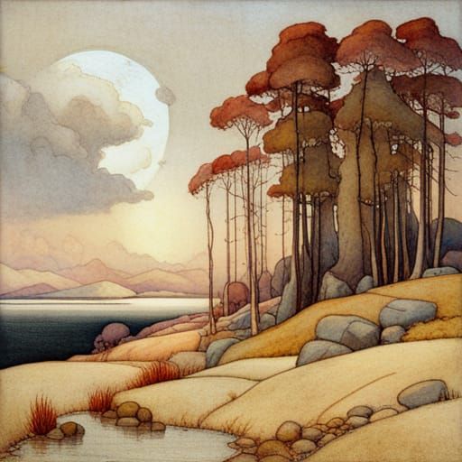 Detailed Vintage Landscape Illustration