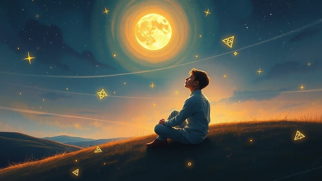 A Young Man Contemplates Life Under Starry Night Skies