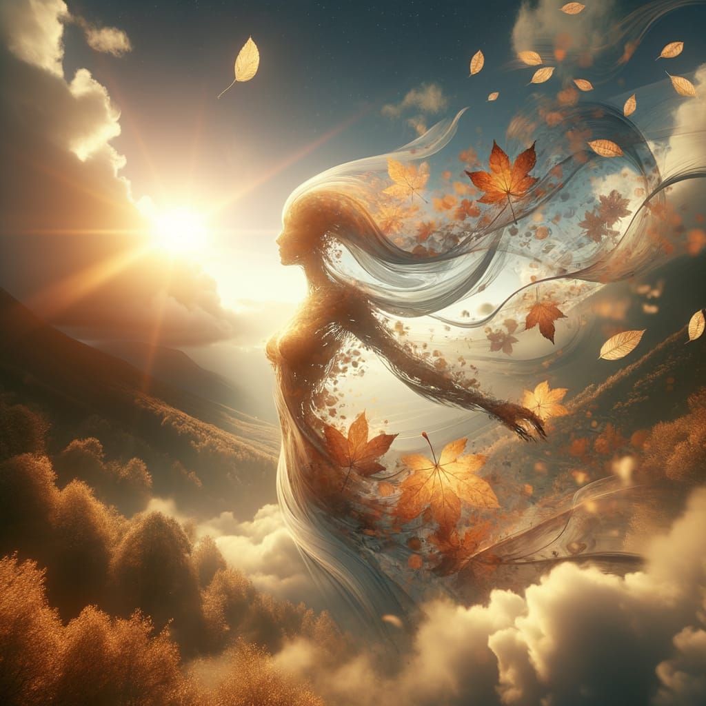 Ethereal Autumn Ghost Ascends to the Sky