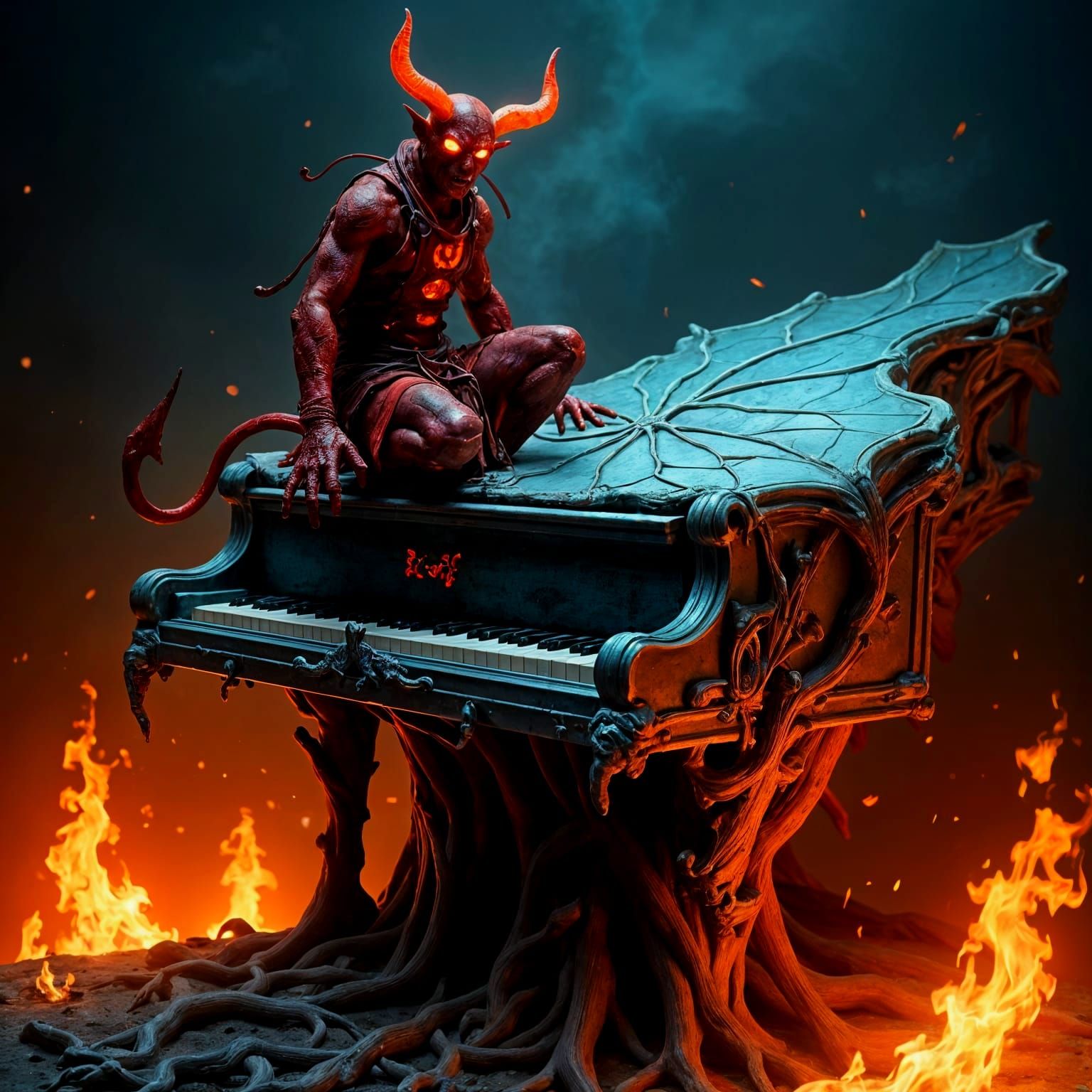 Organic Piano in Hellscape with Ninja Devil