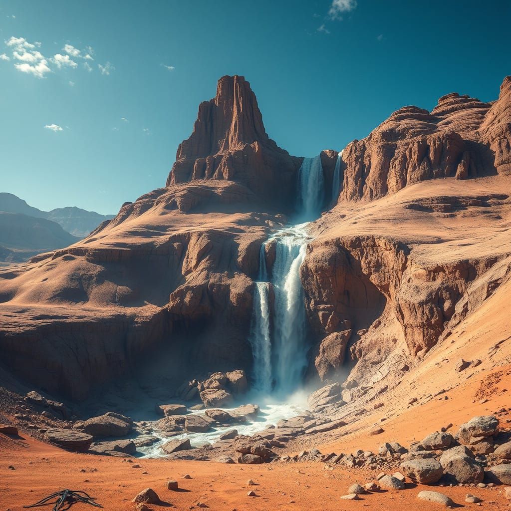 Surreal Desert Oasis Reveals Hidden Waterfall