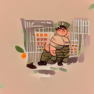 Chubby Ex-Army Man Working at Grocery Store