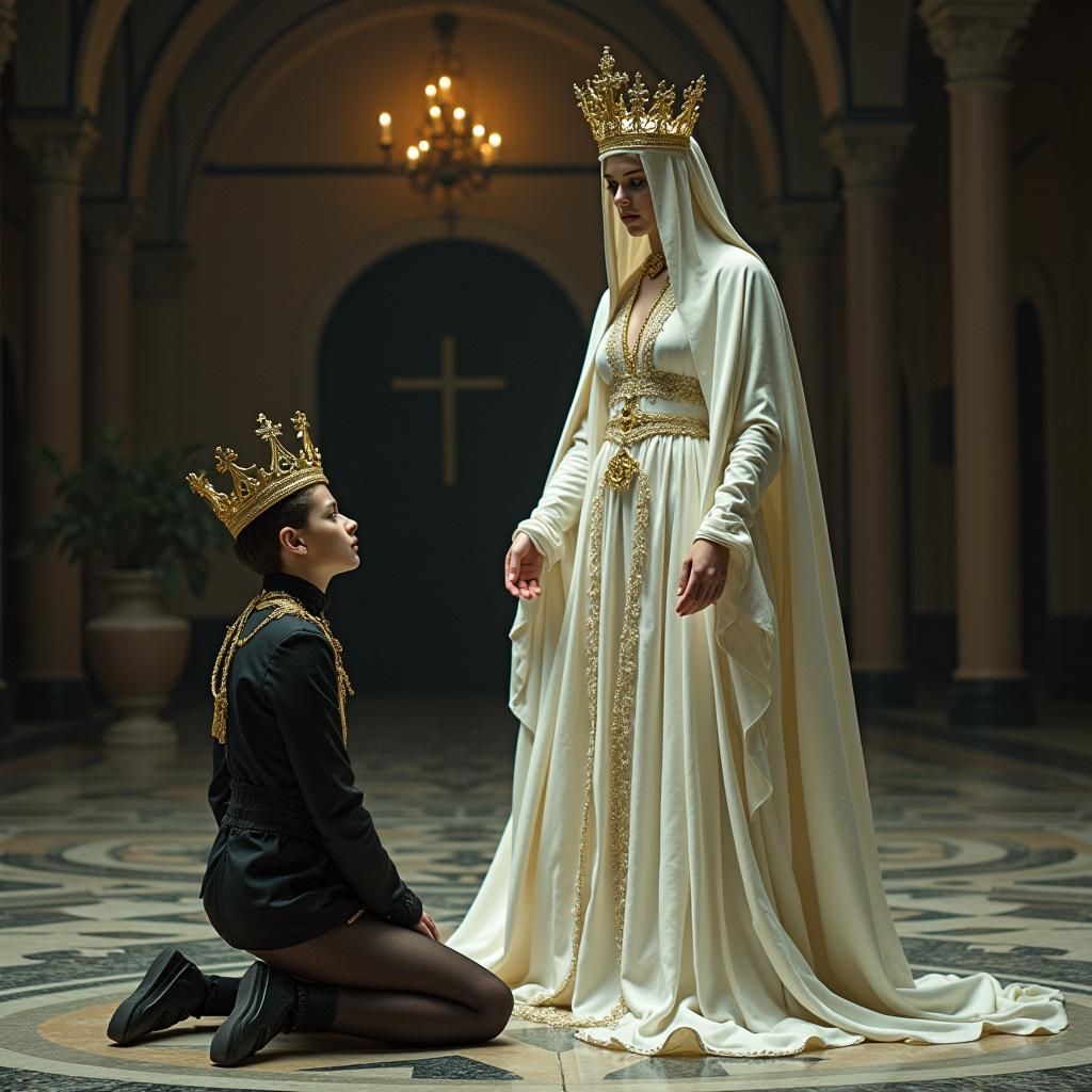 Billie Eilish as Virgin Mary in Renaissance Style