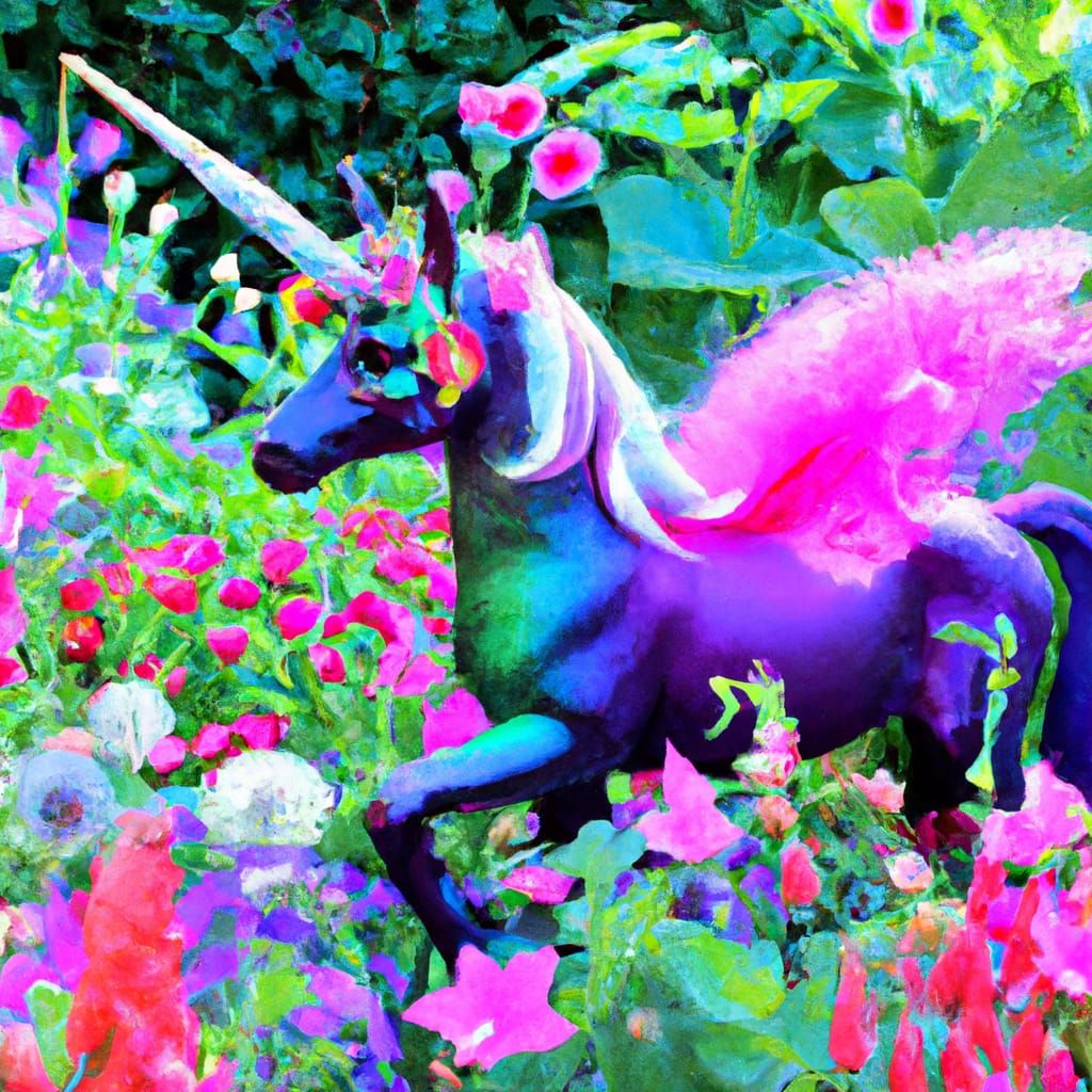 Unicorn in a Magical Glowing Garden