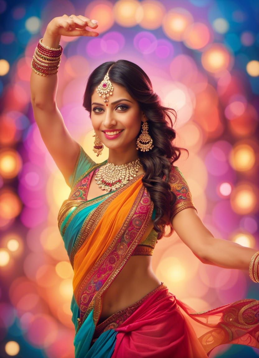 Diwali Celebration: Indian Woman in Bollywood Dance Pose