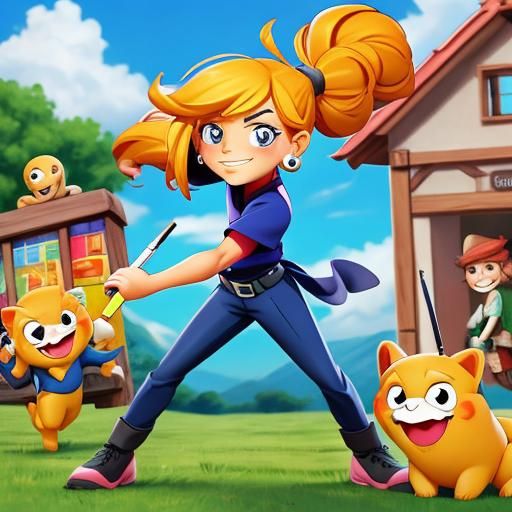 Whimsical Cartoon Figure in Pencil Sketch Style