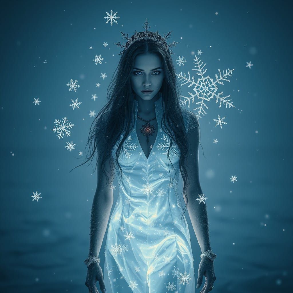 Surreal Tundra Landscape of a Haunting Figure