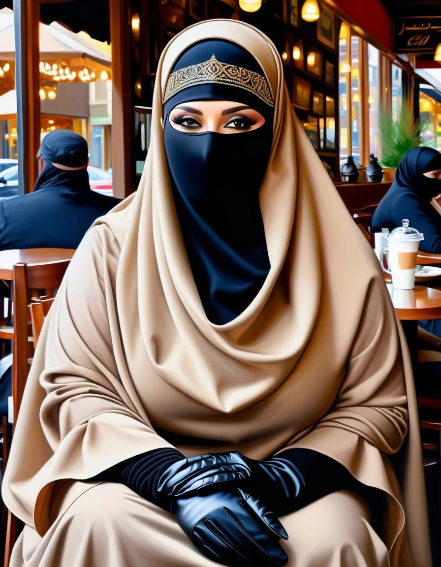 Detailed Oil Portrait of Woman in Niqab