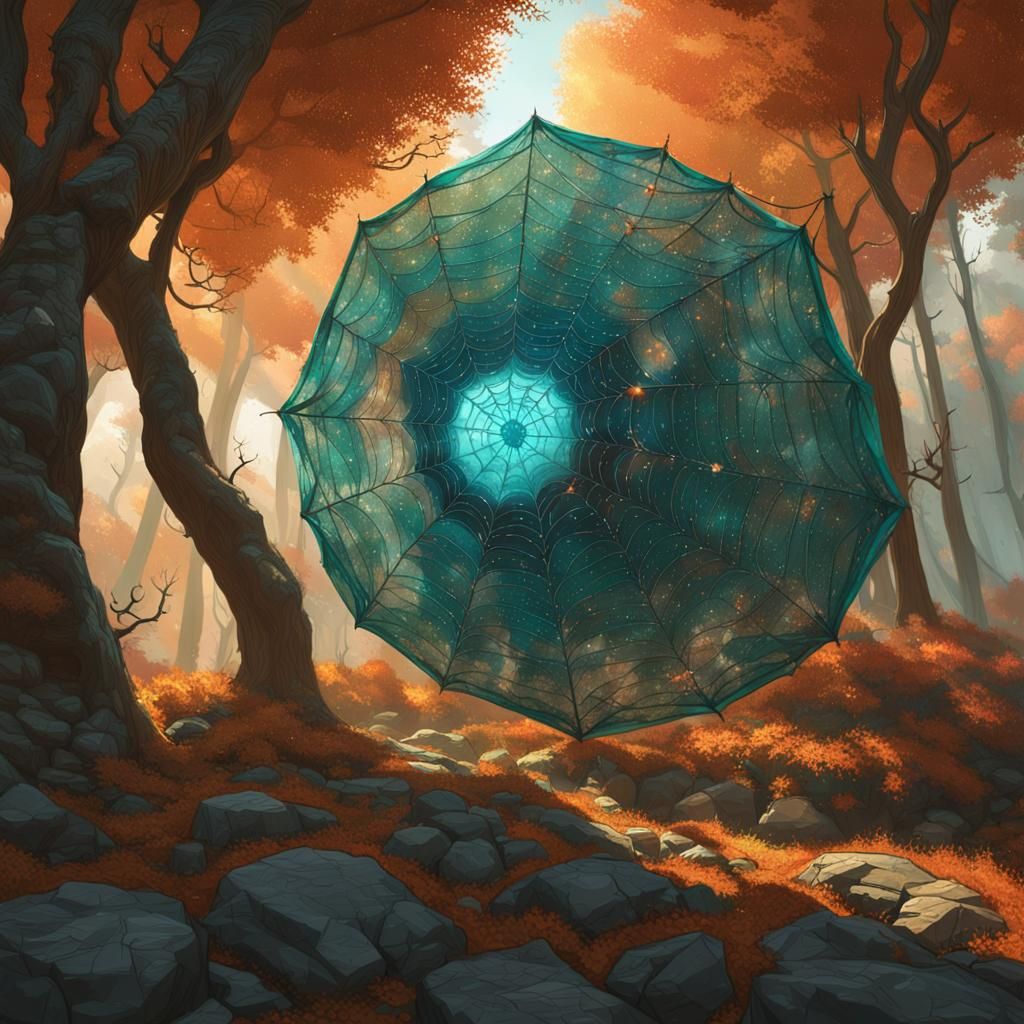 Spider Cocoon in Web, Hyperdetailed Concept Art