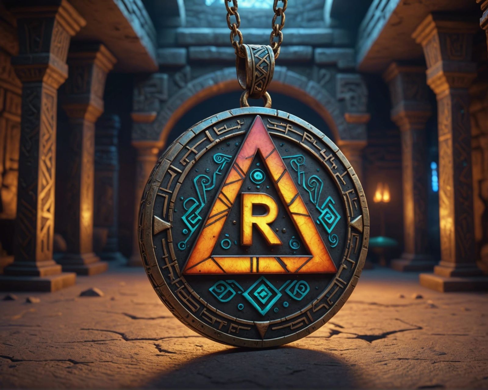 Rainbow Rune Musical Note Talisman in Ancient Style