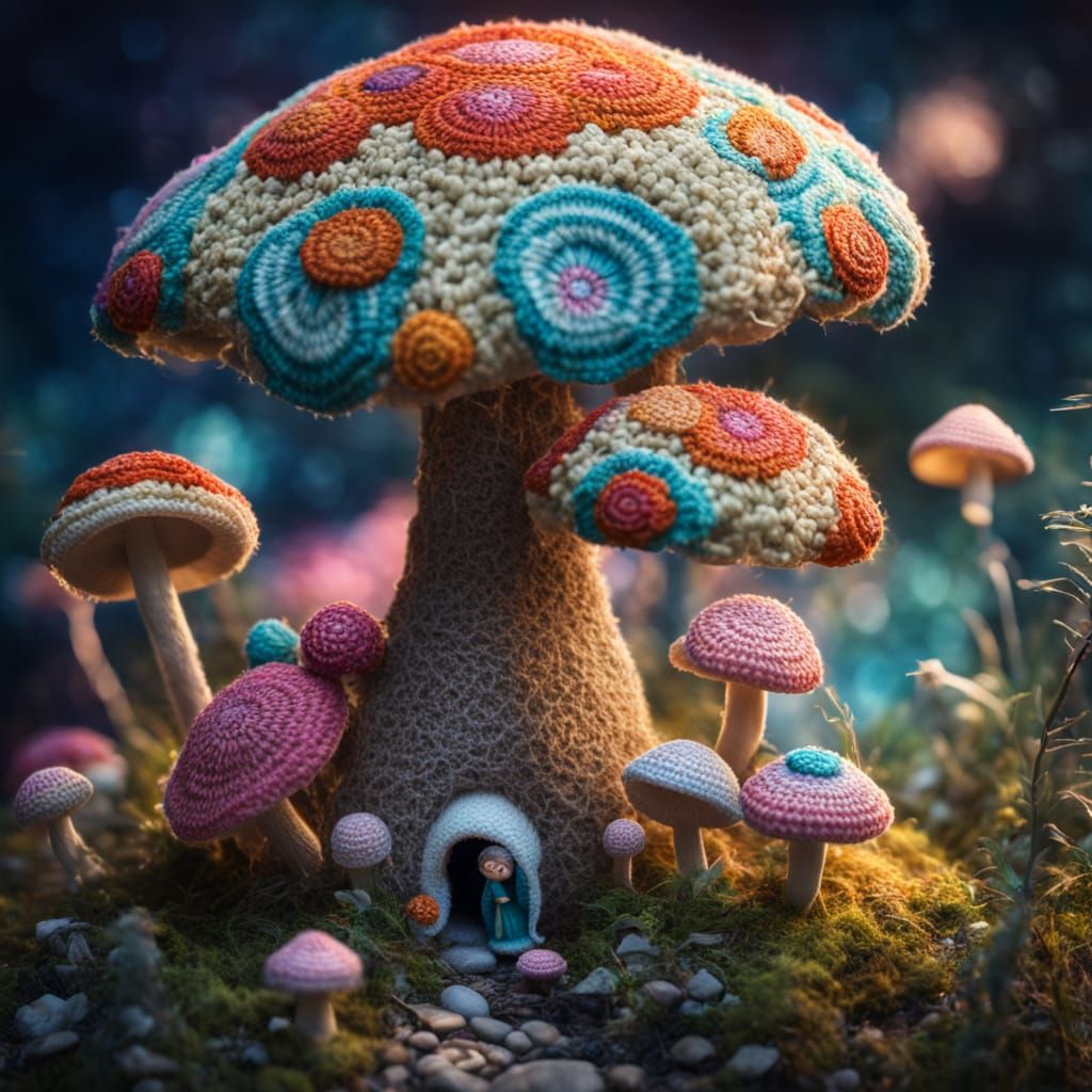 Crochet Mushroom Garden in Amigurumi Style