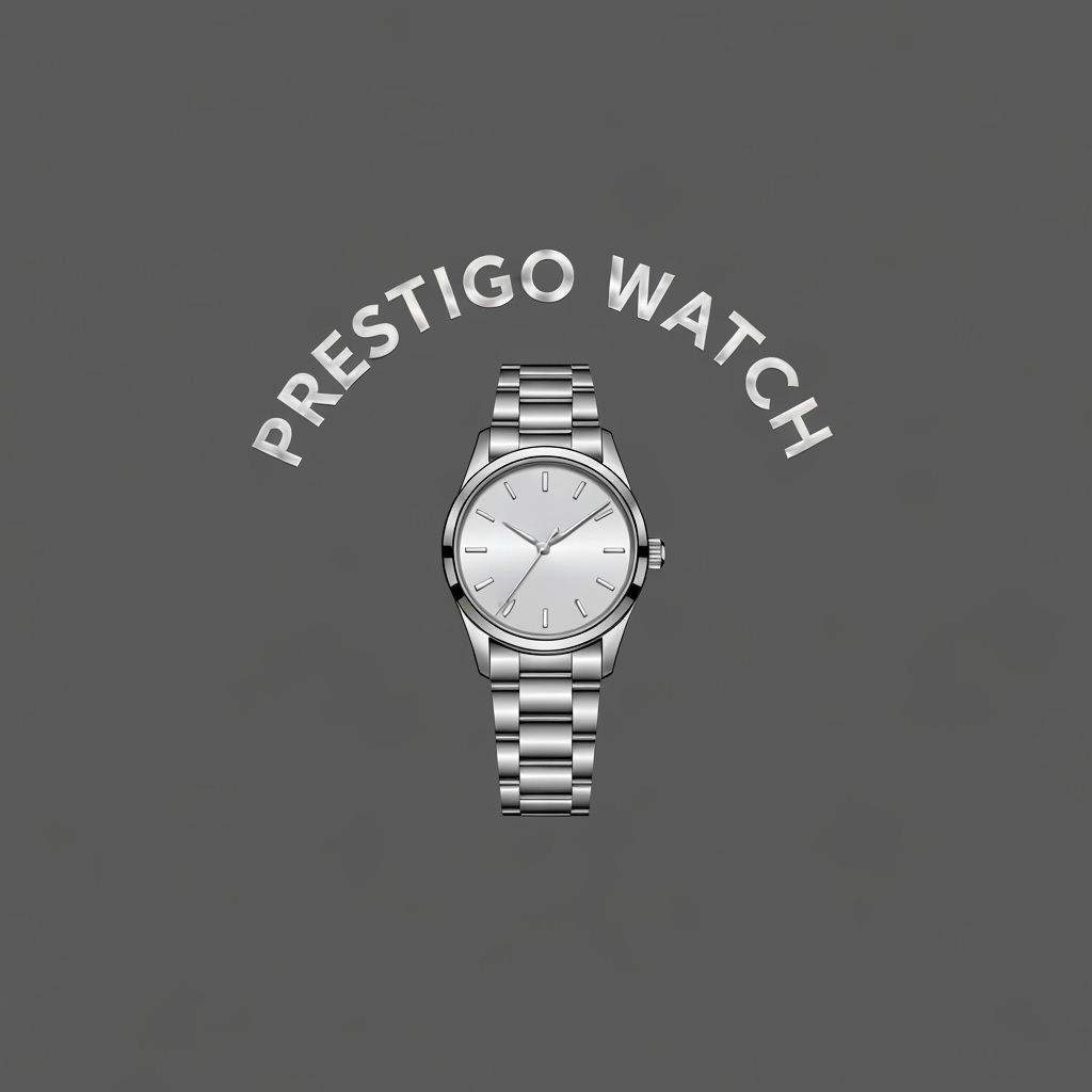 Elegant Silver Watch Logo for Prestigo
