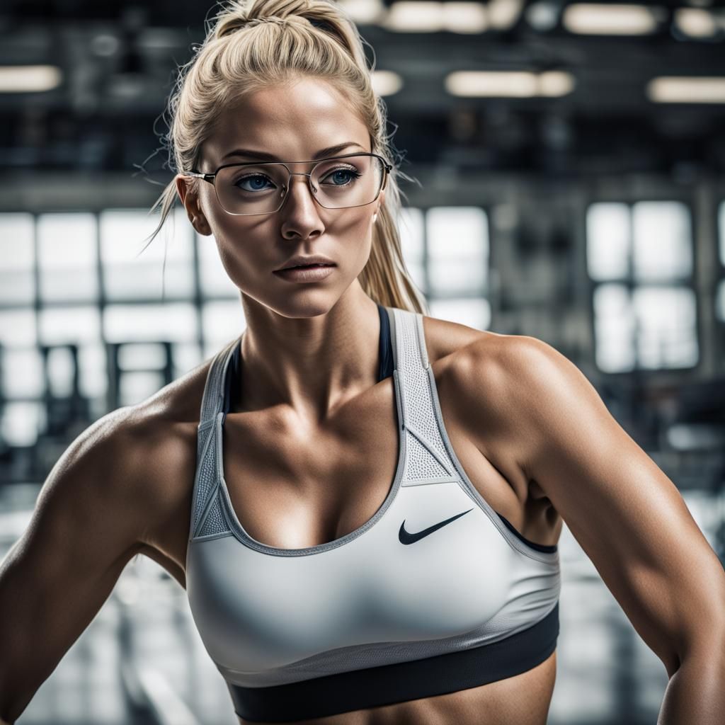 Hyperrealistic Portrait of Girl in Sports Bra