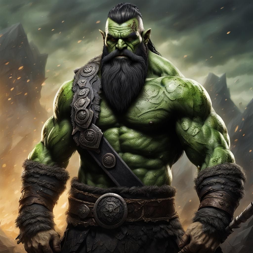 Imposing Orc Barbarian with Viking Style