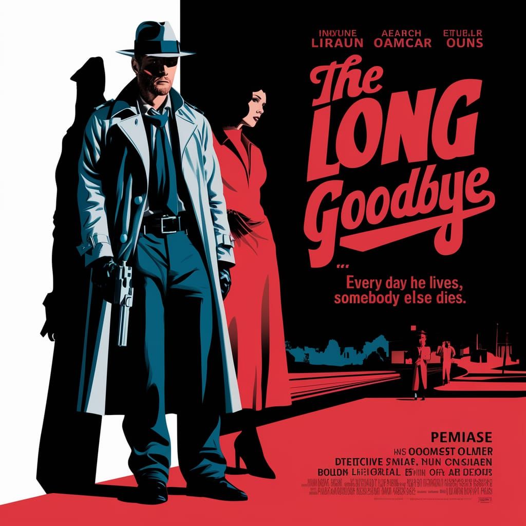 The Long Goodbye: Detective Noir Film Poster in Pop Art Styl...