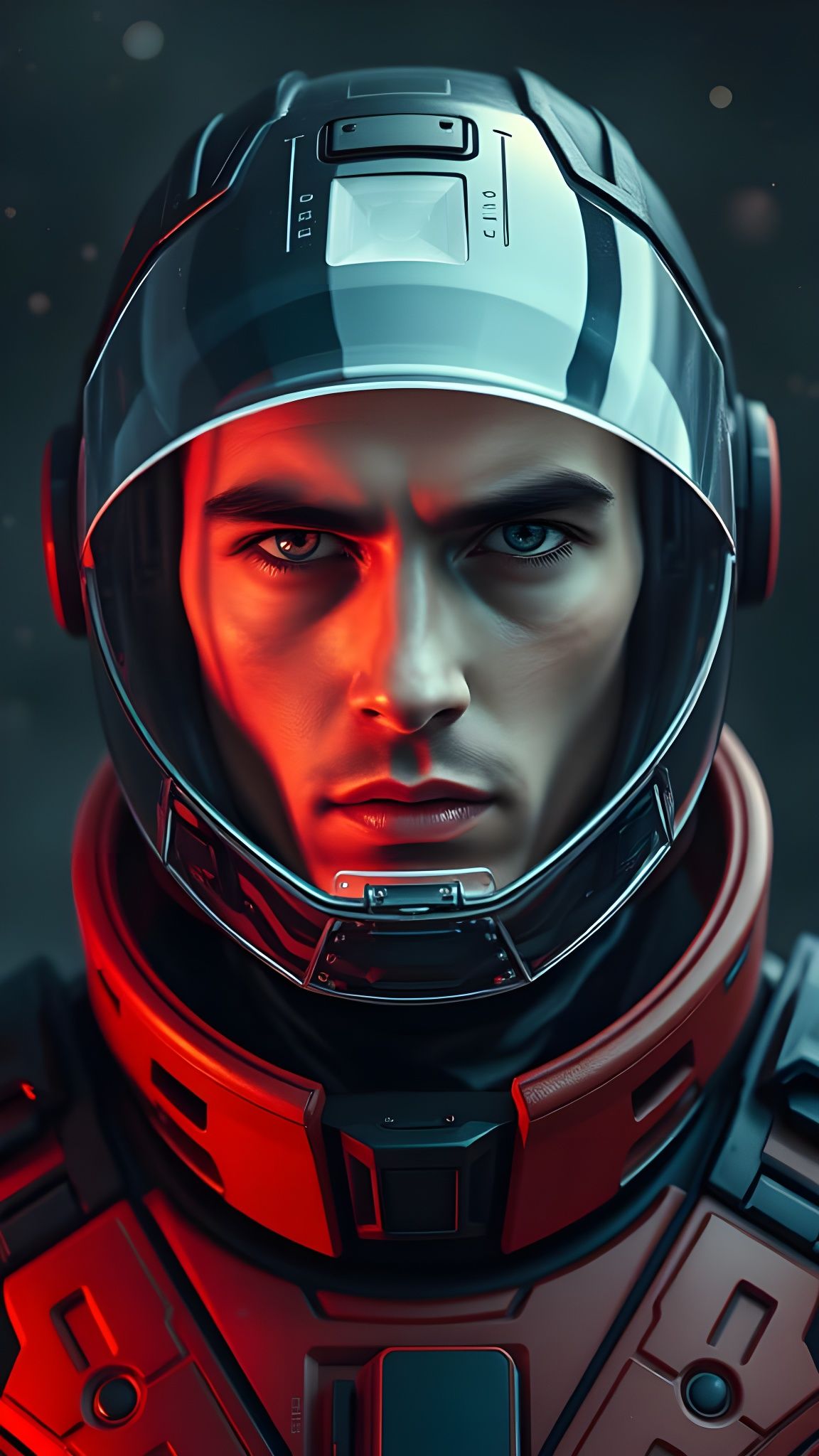 Sci-Fi Space Soldier Portrait in Cyberpunk Style