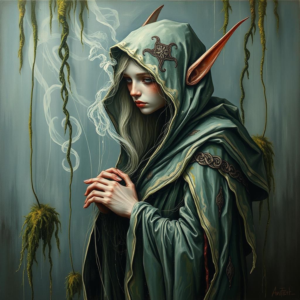 Ethereal Swamp Fairy in Art Deco Impasto Style