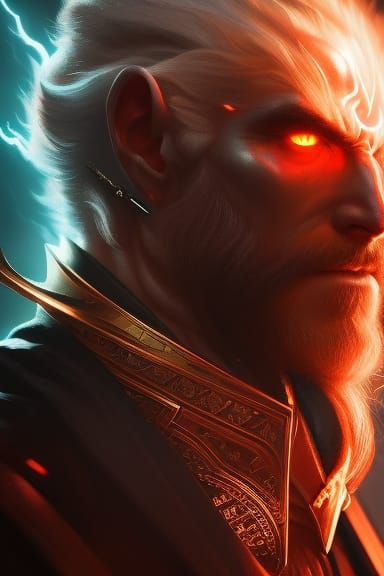 Demonic Horned Mage in Dark Fantasy Style