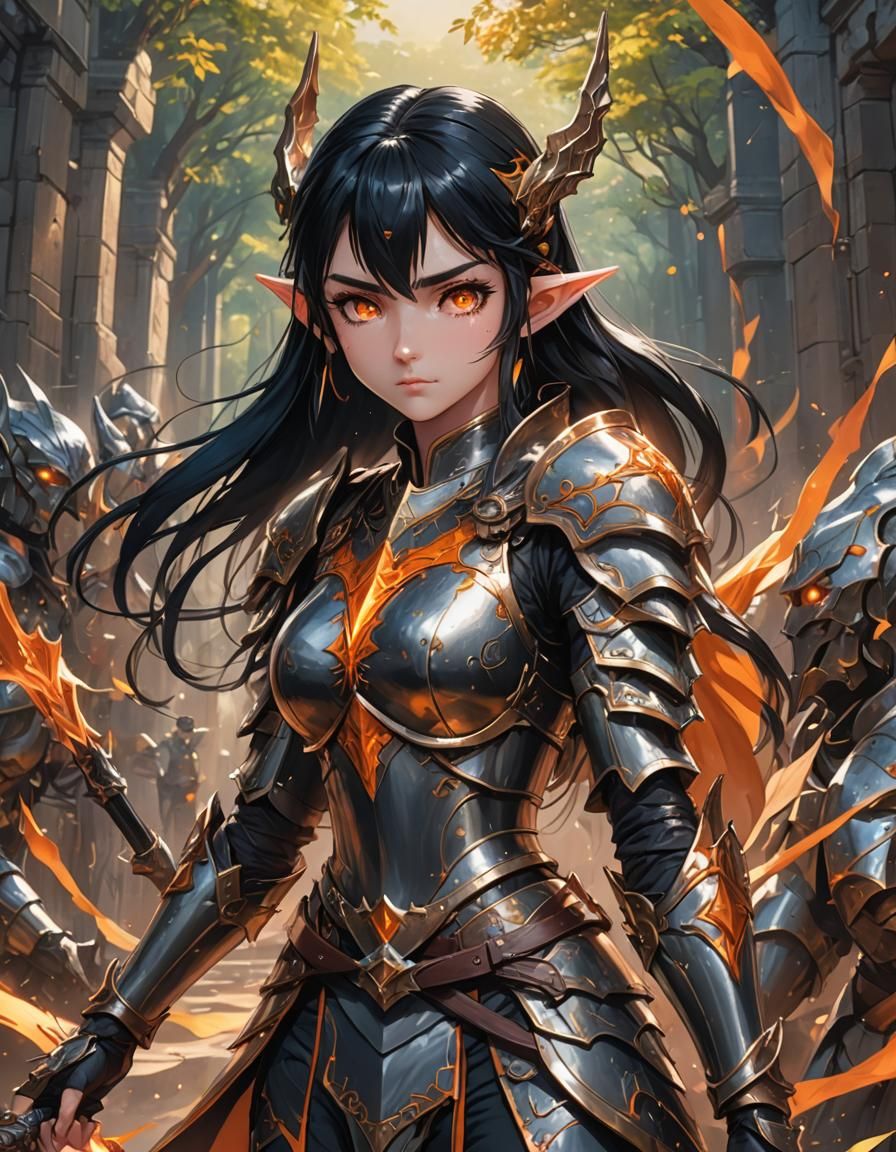 Elf Warrior in Battle Armor, Cel-Shaded Style