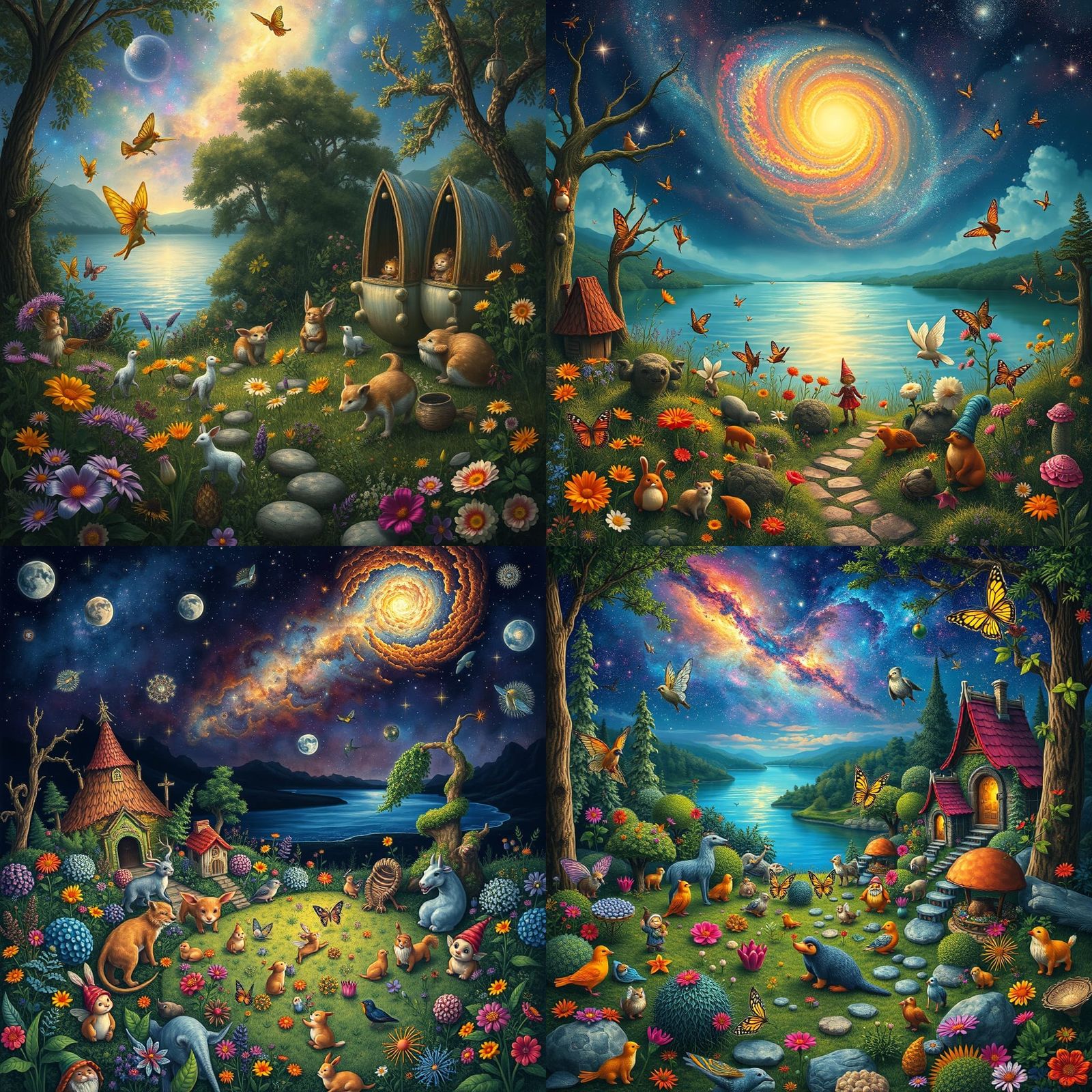 Magical Fairy Garden with Galaxy Sky