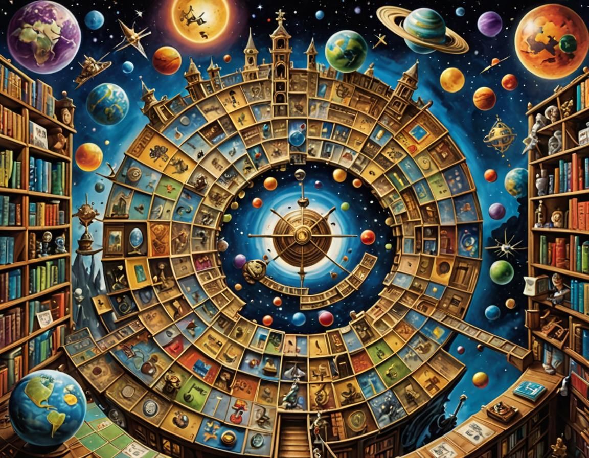 Surreal Board Game World in Vibrant Deep Colors