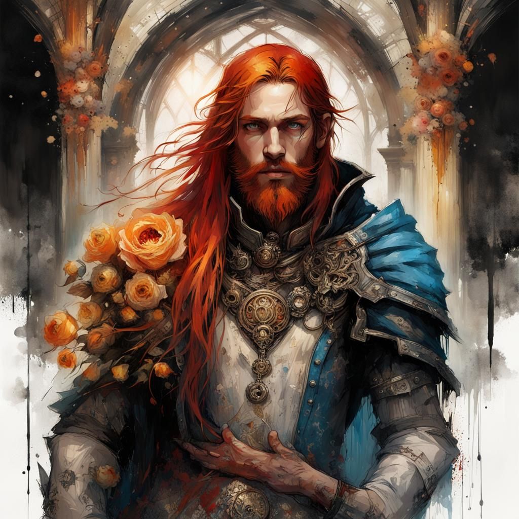 Auburn Haired Prince in Gothic Dark Fantasy Style