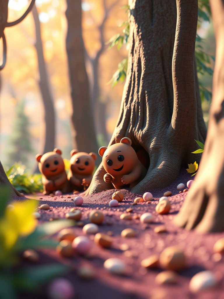 Caramel Candies Play Hide and Seek: 3D Digital Art