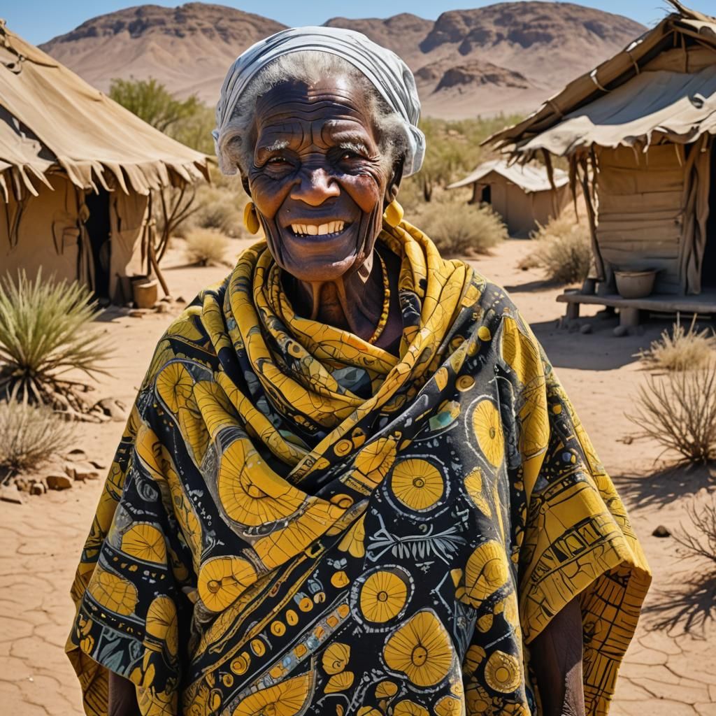 Striking Portrait of an Elderly Woman in the Desert
