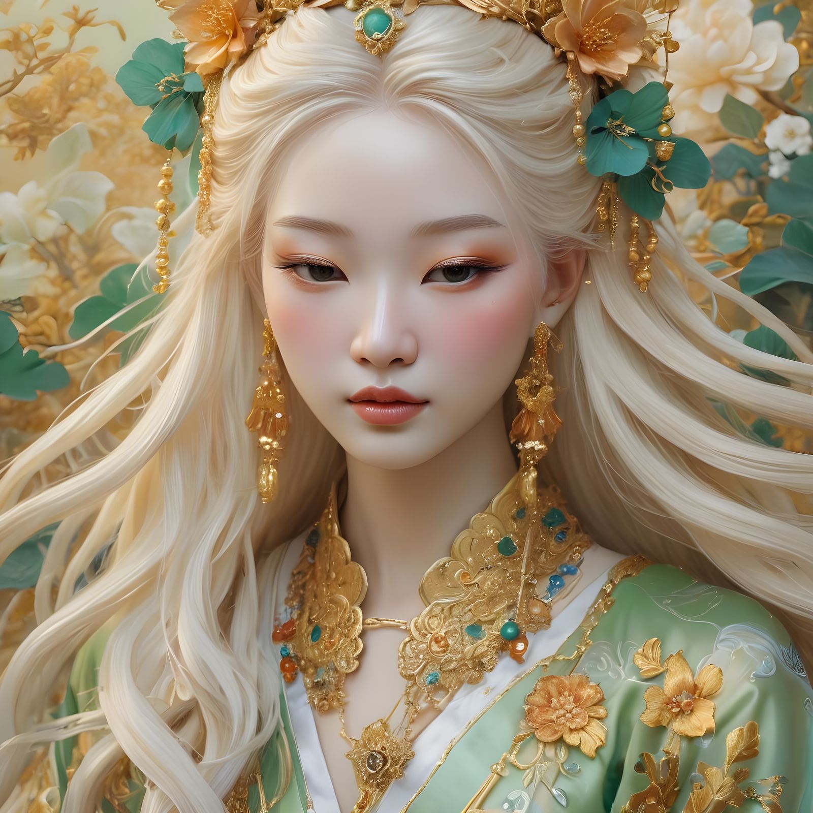 Ethereal Chinese Goddess of Fantasy Embodied in Ancient Eleg...