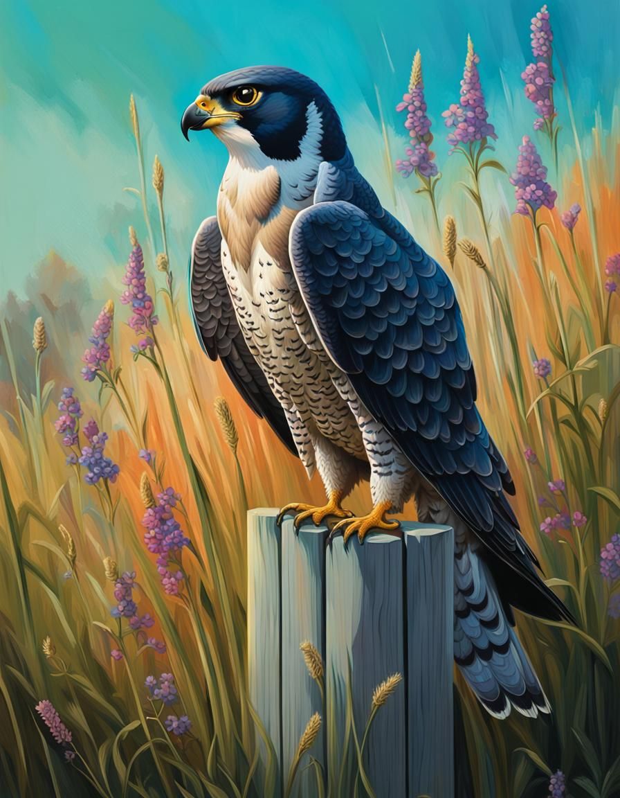 Peregrine Falcon Portrait in Tretchikoff Style