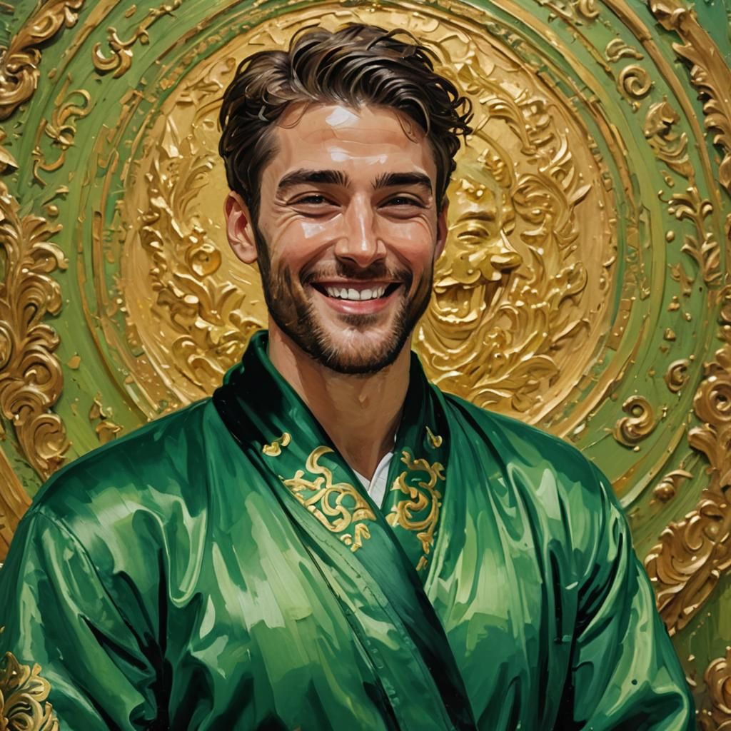 Expressionist Portrait: Man in Green Velvet Robe