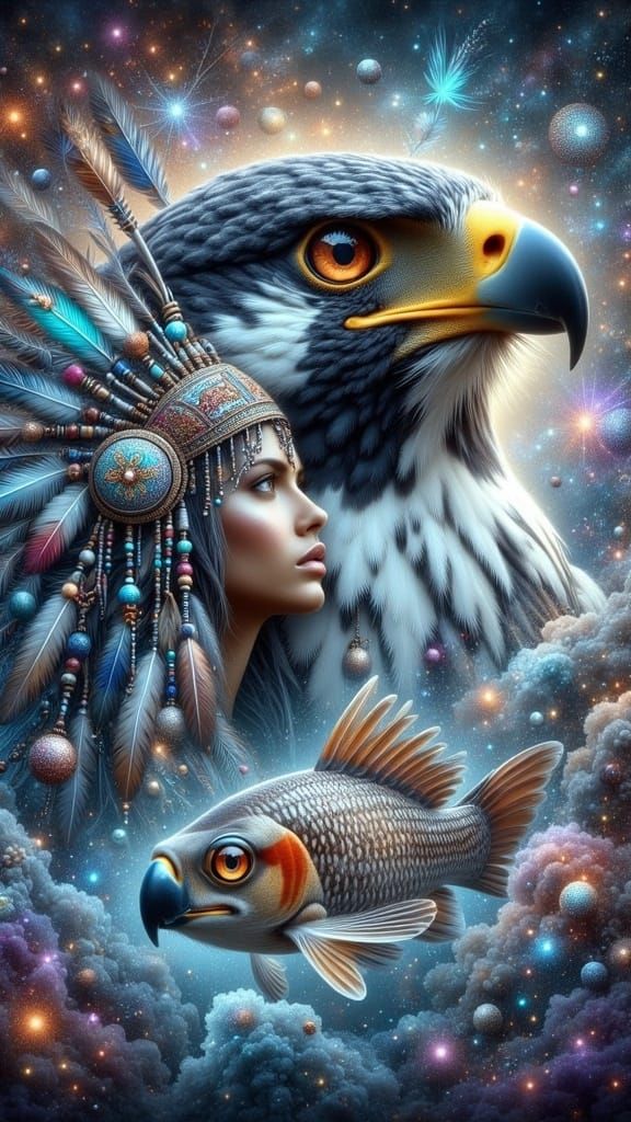 Mystical Falcon Dives into Enchanted Lake