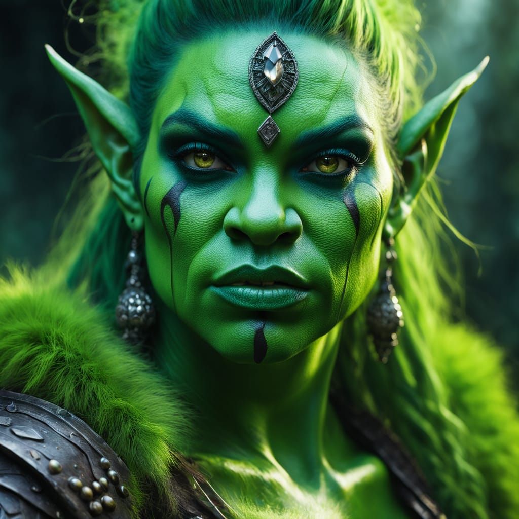 Ogre Female Portrait in Hyperrealistic Oil Painting