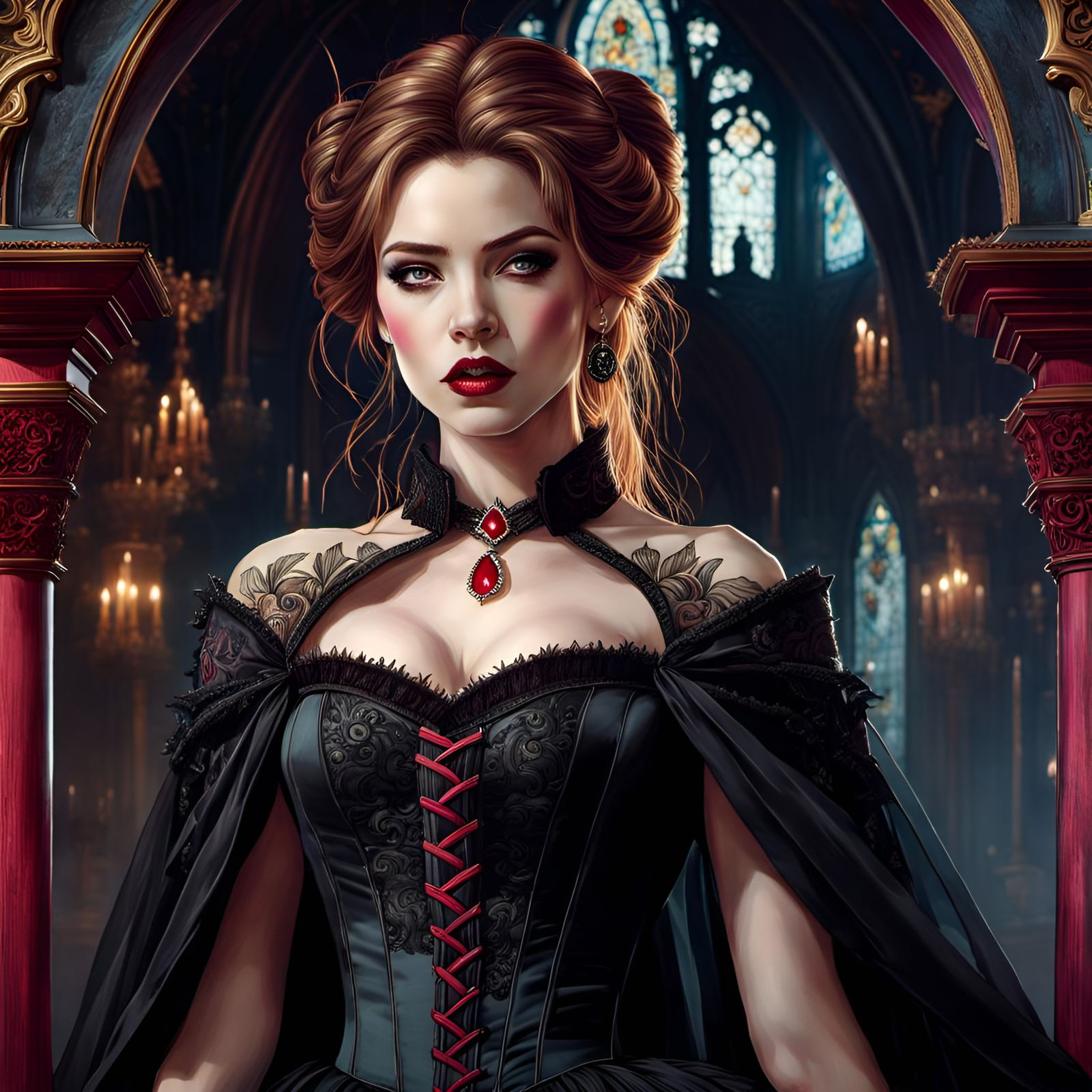 Vampire Princess Belle Portrait in Fantasy Art Style