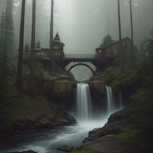 Steampunk Engine at Upper Falls in Hocking Hills State Park