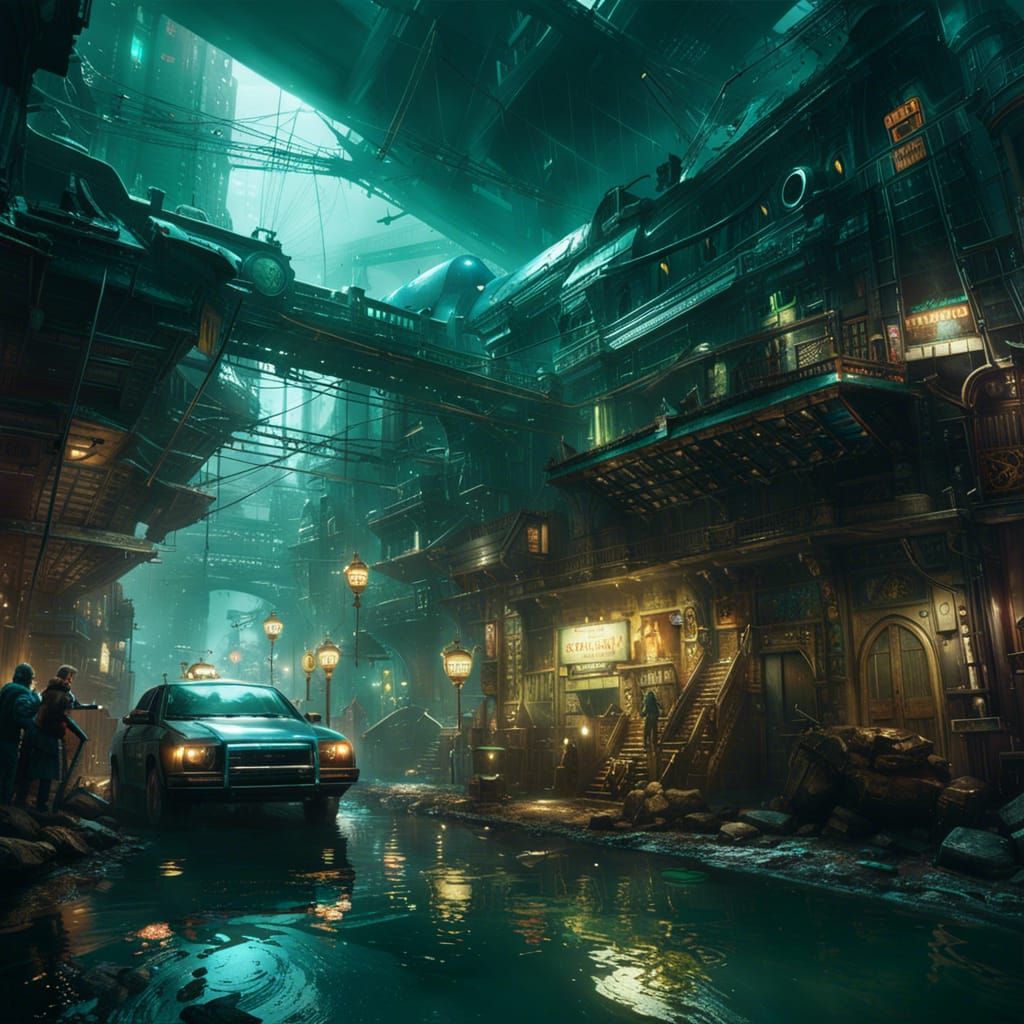 Underwater Extraterrestrial Metropolis in Sci-Fi Style