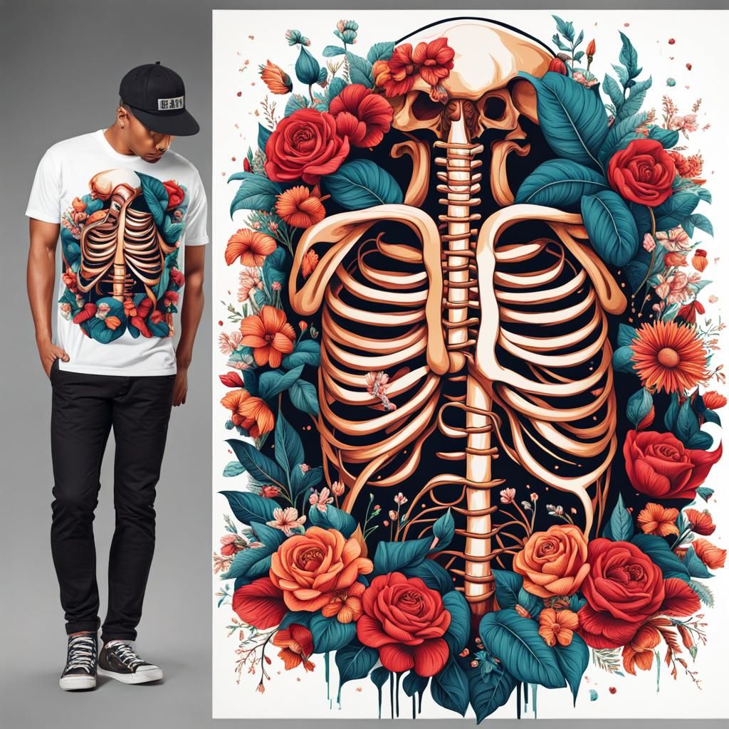 Anatomical Floral T-Shirt Design