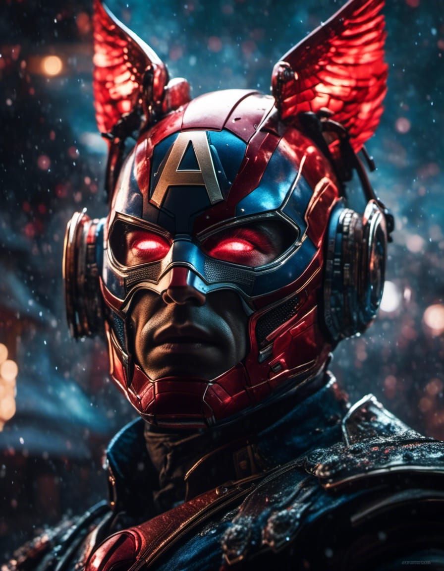 Rococo-Japanese Captain America in Cosmic Village