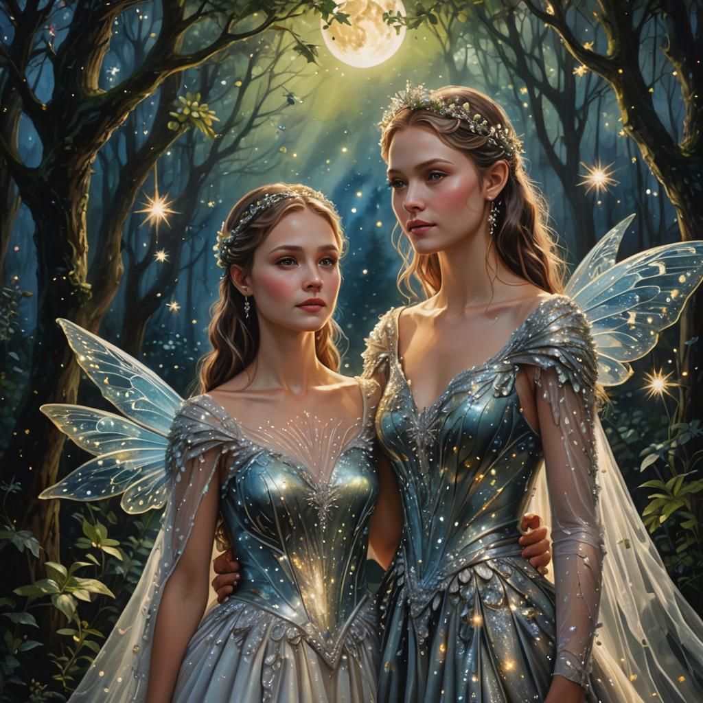 Fairy Wedding in Enchanted Forest: Photorealistic Painting