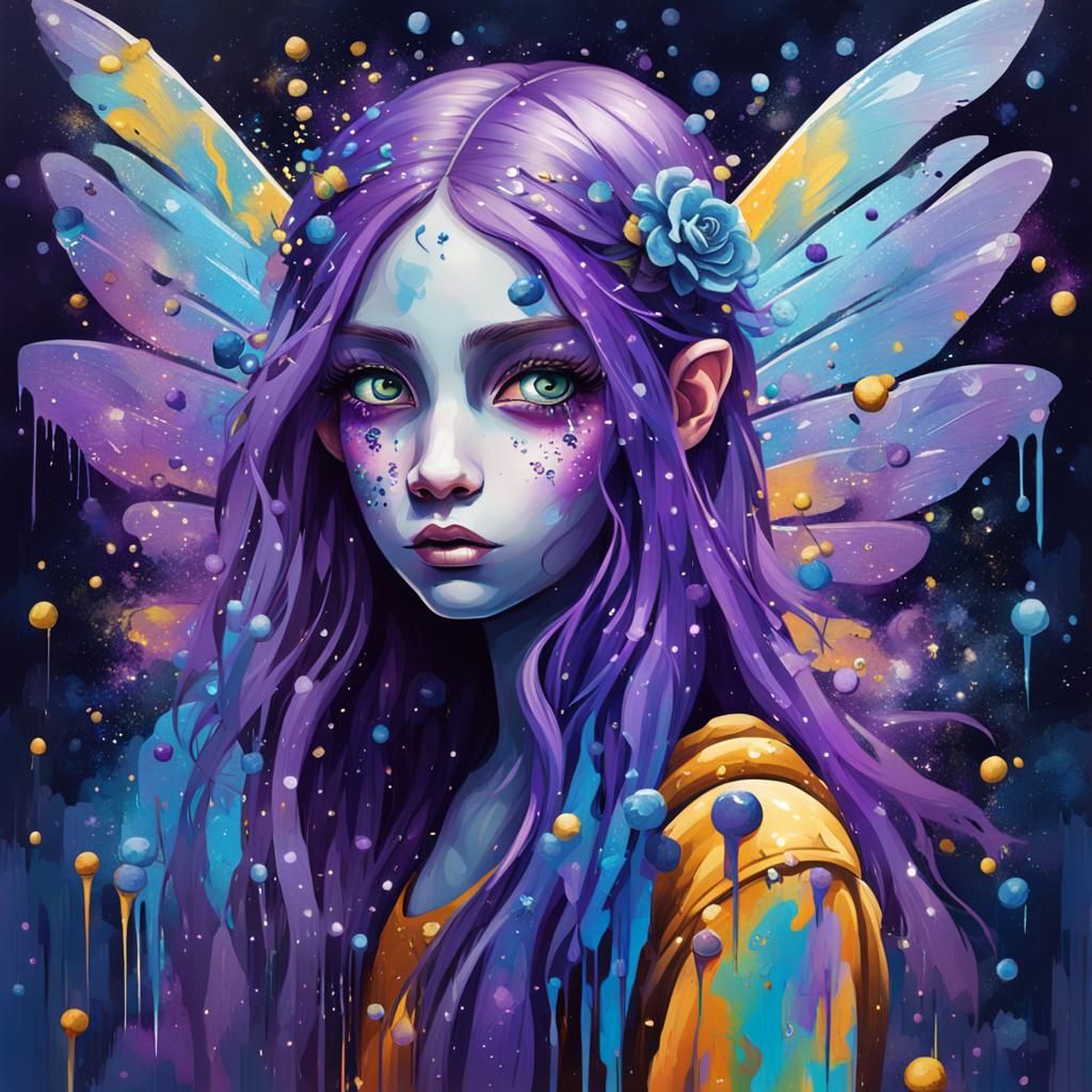 Vibrant Fairy Goddess in Polychromatic Graffiti