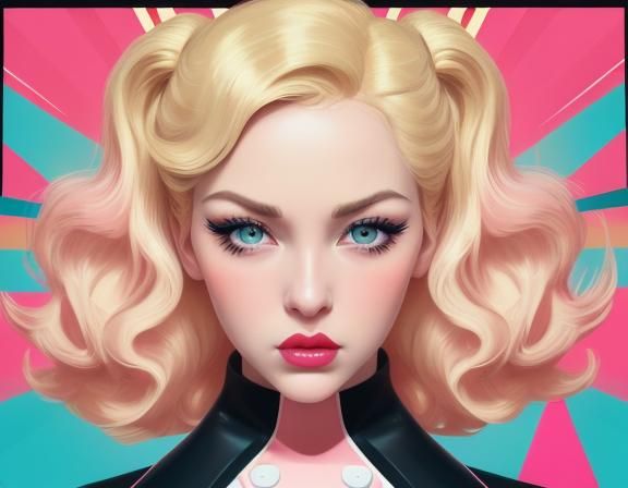 Retro Blonde Pin-Up in Pop Art Style