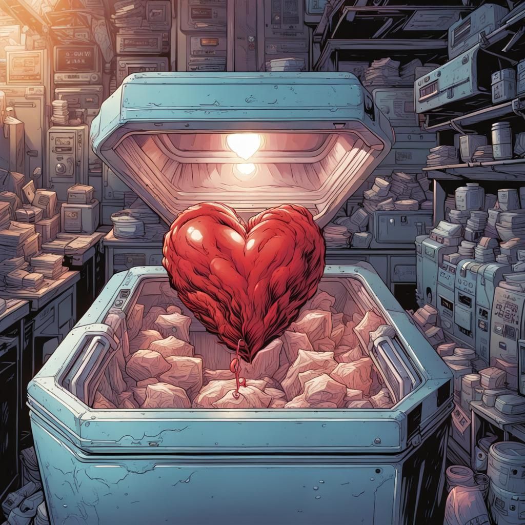 Heart in Cooler: Comic Book Style Art