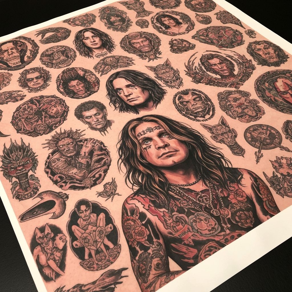 Ozzy Osbourne's Tattoo Collection Detailed Sheet