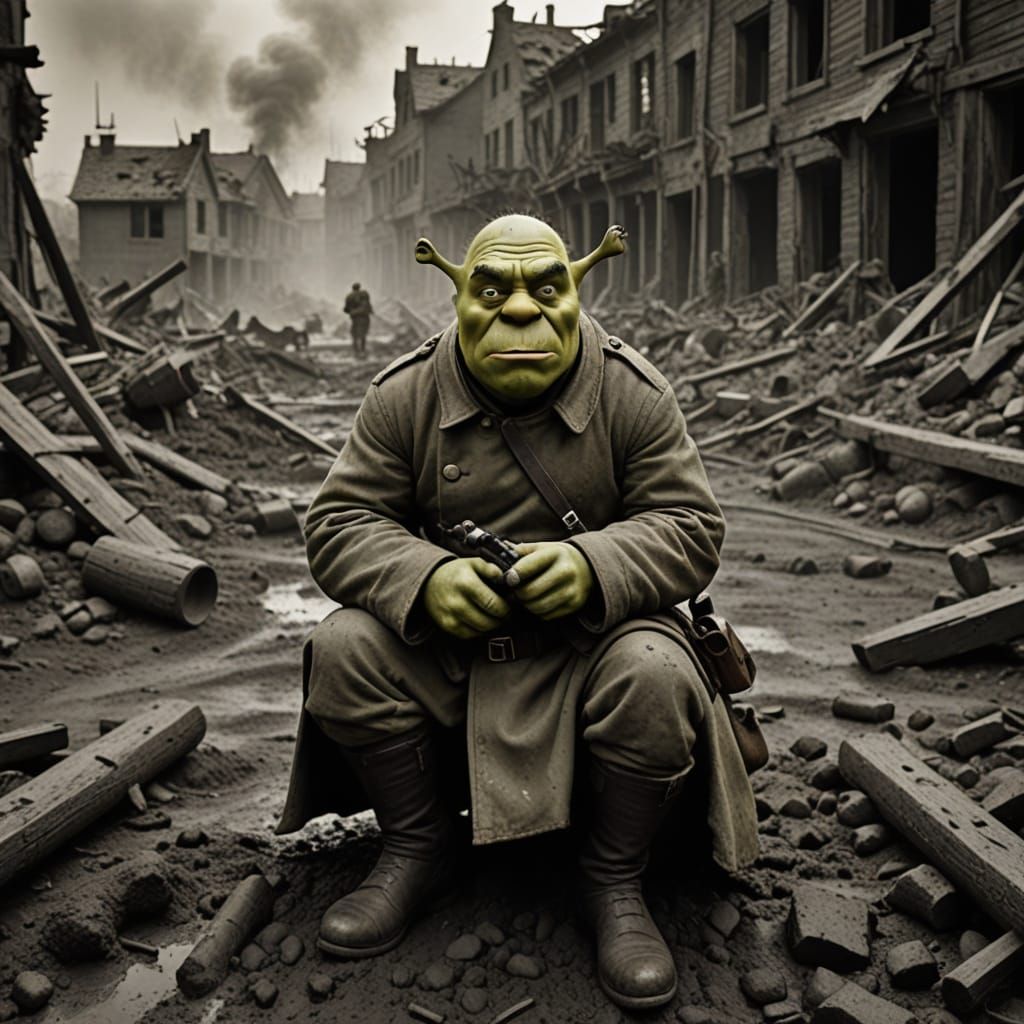 WWII Shrek in Desolate War Trench