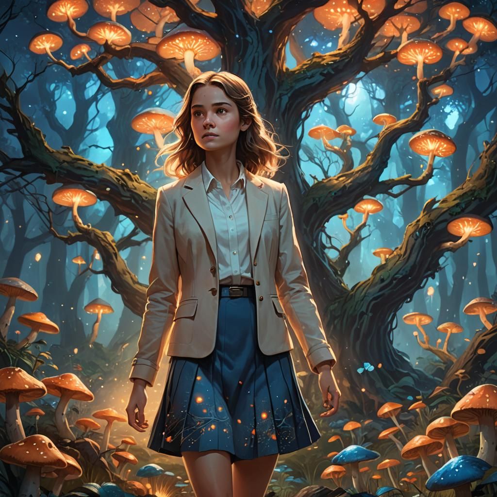 Fantasy Woman Before Mystical Tree, Matte Painting