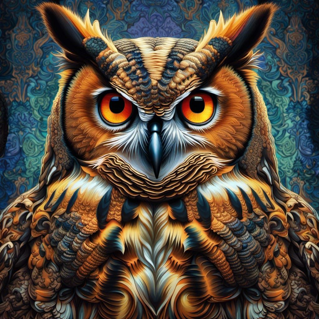 Colorful Great Horned Owl