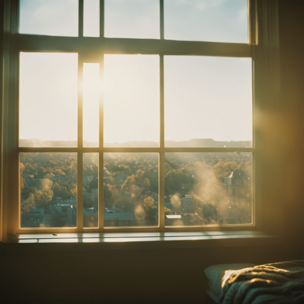 College Dorm Room in Golden Hour: Cinematic Film Still