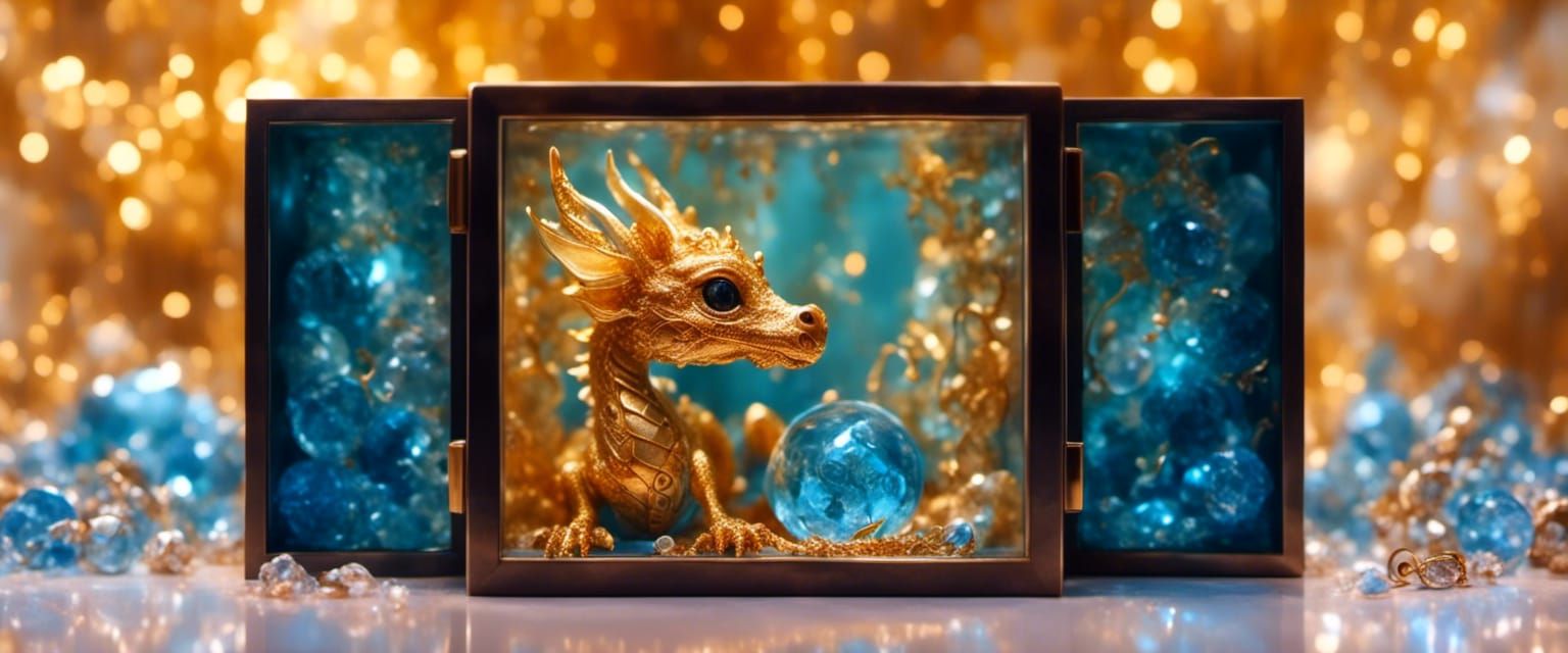 Cute Miniature Dragon in Glowing Jewelry Box