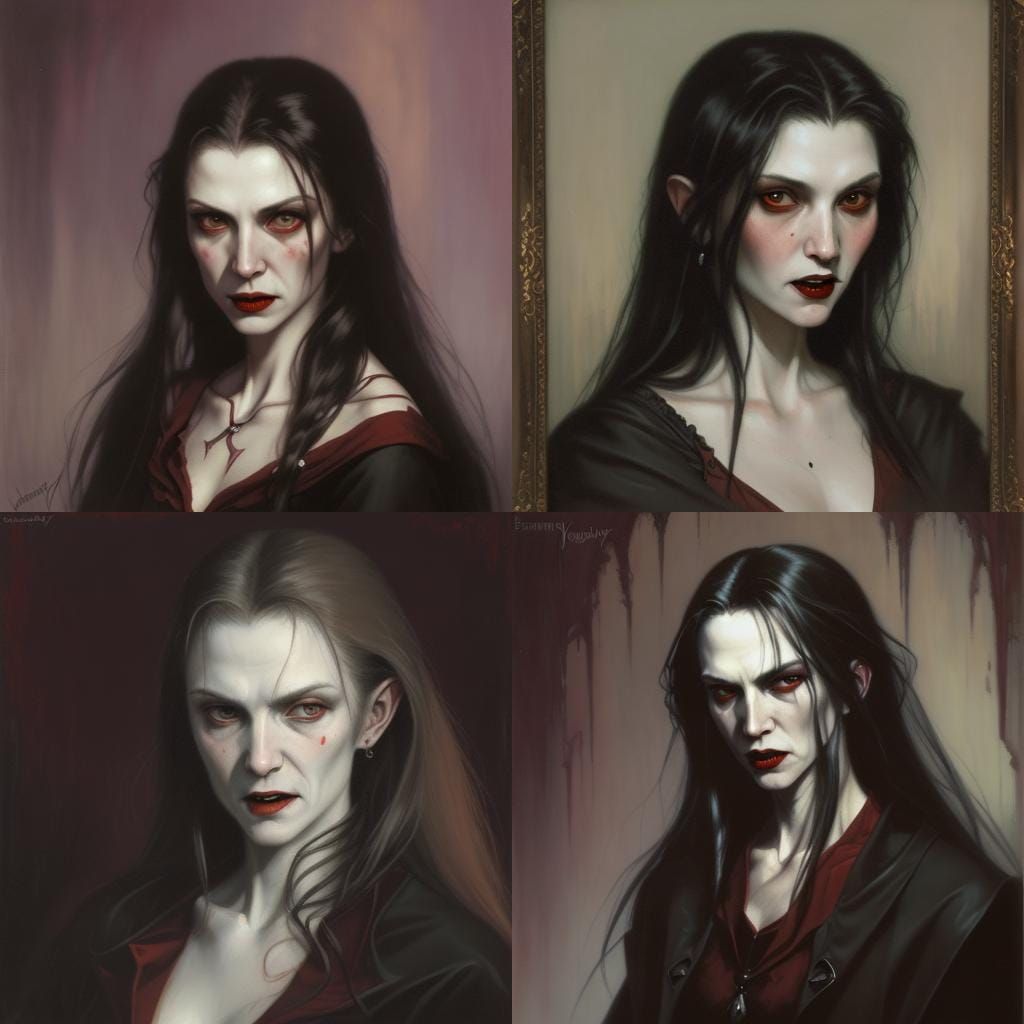 Vampire Portrait in Oil Paint Style