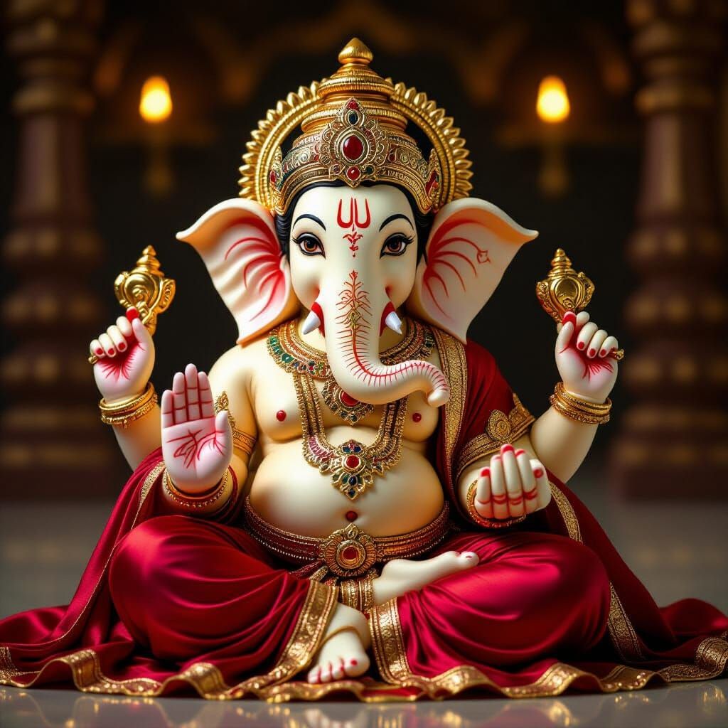 Ganesha Sculpture from Flowing Silk Fabrics